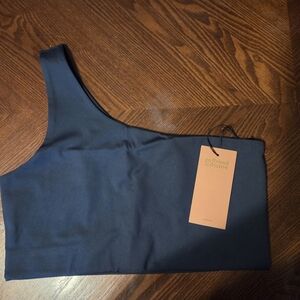 Girlfriend Collective Navy One Strap Sports Bra Size XL NWT